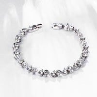 Platinum Plated Bracelet Zirconia Snap Box 8 Inches 7MM L151