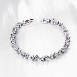 Platinum Plated Bracelet Zirconia Snap Box 8 Inches 7MM L151