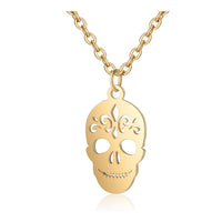 304 Stainless Steel Pendant Necklace Skull Gold 16" 1mm A404