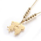Stainless Steel Set Earrings Pendant Necklace Lover Gold 18" P866