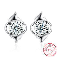 Sterling Silver Plated Earrings  Stud AAA Zirconia  Push Back Clasp L781