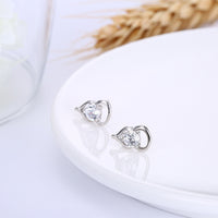 Sterling Silver Earrings  Stud AAA Zirconia  Push Back Clasp L754