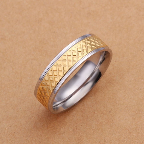 Stainless Steel Gold Tone Gold Band Ring Size 8 B100