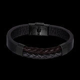 Stainless Steel Leather Bracelet 8 Inches 12MM Box L361