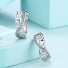 Platinum Plated Earrings Hoop Huggies AAA Zirconia Latch Back Clasp L546