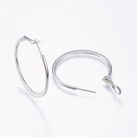 304 Stainless Steel Hoop Earrings Stainless Steel Color 1.5" Inch 2MM P562