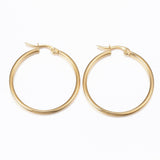 304 Stainless Steel Hoop Earrings Gold 36x35x2mm  1x0.8mm P209