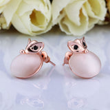 Rose Gold Epoxy Cateye Drop Stud Earrings L94