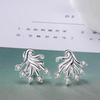 Sterling Silver Plated Earrings Flower Stud Push Back Clasp L697