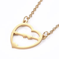 Stainless Steel Pendant Necklace Lobster Heart Arrow Gold 18" Z492