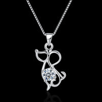 Sterling Silver Necklace Pendant Drop AAA Zirconia 18" 1MM Lobster Clasp B419