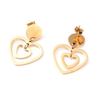 Stainless Steel Dangle Stud Earrings Earrings Heart Gold 36mm 0.7mm Z291
