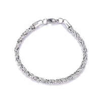 Stainless Steel Rope Chain Bracelet Lobster Silver 8-7/8inches(22.5cm) 5mm Z97