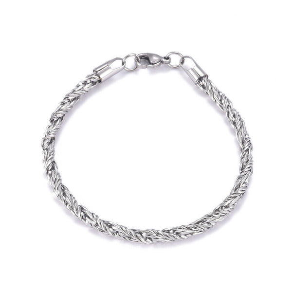 Stainless Steel Rope Chain Bracelet Lobster Silver 8-7/8inches(22.5cm) 5mm Z97