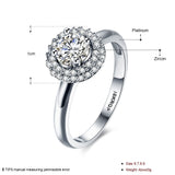 Platinum Plated Encrusted Halo Solitaire Ring AAA Zirconia Women B303