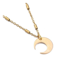 Stainless Steel Pendant Necklace Brass Moon Charm Gold 17.91 inches 45.5cm Z523