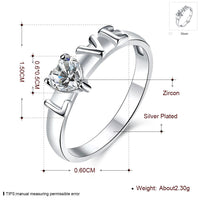 Sterling Silver Plated Fashion Ring AAA Zirconia Women Love B386