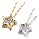 304 Stainless Steel Pendant Necklaces Cubic Zirconia Star Silver Gold 17.8" P661