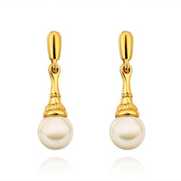 Gold Pearl Stud Drop Earrings L84