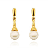 Gold Pearl Stud Drop Earrings L84