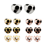 Rose Gold Platinum Plated Black White Earrings Stud Push Back Heart  .72" L304