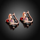 Rose Gold Plated Earrings Flower Butterfly Drop Dangle Zirconia Latch Back L668