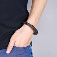 Stainless Steel Leather Bracelet 8 Inches 13MM Slide L382