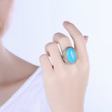 Yellow Gold Platinum Plated Halo Ring Kallaite Stone Blue B514