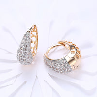 Yellow Gold Plated Earrings  Hoop Huggies AAA Zirconia Latch Back Clasp L572