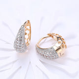 Yellow Gold Plated Earrings  Hoop Huggies AAA Zirconia Latch Back Clasp L572