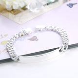 Women's Mens Unisex Sterling Silver Plated ID Bracelet 8" L22