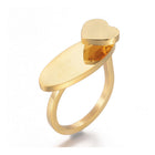 304 Stainless Steel Finger Rings Heart Oval Gold Size 7 17mm  A12