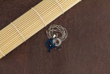 Stainless Steel Lovers Gender Zirconia Pendant Beads Necklace Silver Blue L175