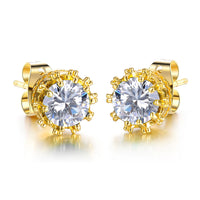 Gold Plated Earring  Round AAA Cubic Zirconia Women's G205