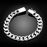 Sterling Silver Plated Bracelet Tongue Safety 8 Inches 10MM Pin Clasp L286