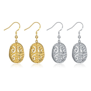 Yellow Gold Platinum Plated Earrings  Drop Dangle Fish Hook Clasp L646