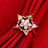 Rose Gold Plated Fashion Ring Green Pink Red AAA Zirconia Women B261