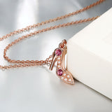 Rose Gold Plated Necklace Pendant Heels Zirconia 19 Inches 1MM Lobster B149