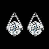 Sterling Silver Plated  Earrings  Stud AAA Zirconia  Push Back Clasp L814