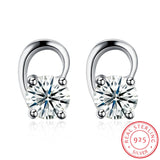 Sterling Silver Plated Earrings  Stud AAA Zirconia Push Back Clasp L787