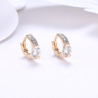 Yellow Gold Plated Earrings  Hoop Huggies AAA Zirconia  Latch Back Clasp L550