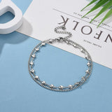 304 Stainless Steel Multi-Strand Anklet Bracelet Lobster Heart Silver 9.2" Z9