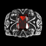 Stainless Steel Gothic Biker Tribal Ring Black Red Men's UnIsex B202