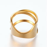 304 Stainless Steel Finger Rings Wide Band Hollow Rings Gold Size 7 17mm Z711