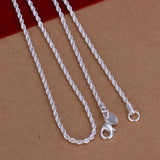 Unisex Sterling Silver Plated Twisted 2MM Chain Necklace Lobster 16" to 24" B36