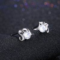 Sterling Silver Plated  Earrings  Stud AAA Zirconia  Push Back Clasp L811