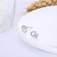 Sterling Silver Plated Earrings  Stud AAA Zirconia Push Back Clasp L787