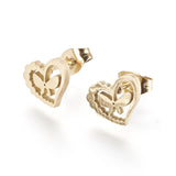 Stainless Steel Set Earrings Pendant Necklace Heart Butterfly Gold 17.7' P858