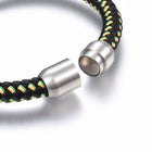 Leather Cord Bracelet Stainless Steel Magnetic Silver 8.2" 21cm 8mm Z84