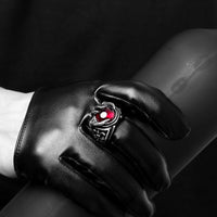 Stainless Steel Antique Gothic Biker Tribal Ring Black Red  Men's Unisex B208